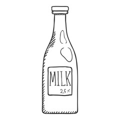 Vector Sketch Illustration - Bottle of Milk