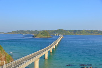 Fototapeta na wymiar Tsunoshima Ohashi Bridge in the morning