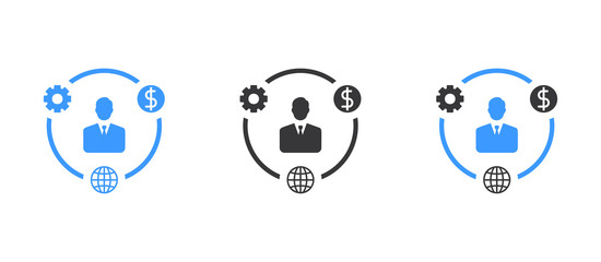 Business solution-international-finance icons vector - Glyph illustration