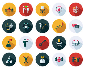 Business management flat icons set - Business modern flat icons vector collection