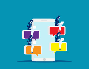 Obraz premium People and online chatting. Concept business vector illustration, Telephone, Social Media, Content.