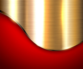 Gold and red metallic background, elegant shiny business abstract metal background