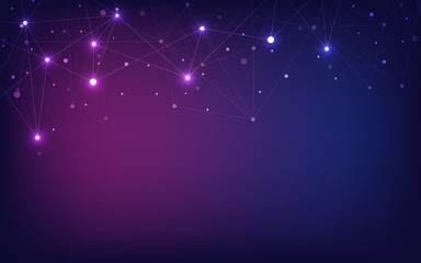 Global network connection. Abstract geometric background with connecting dots and lines. Digital technology and communication concept.