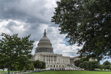 WASHINGTON, D.C - AUGUST 14, 2014: The White House / Side view with beautiful sky