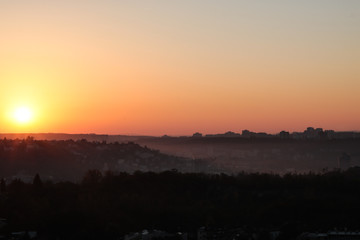 sunrise over the city