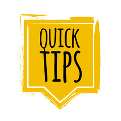 Quick tips badge, helpful tricks logo, label, sticker, emblem and banner isolated on white. Grunge style. Template for a blog, social media, web