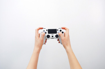 Gamepad in hand. Video games. Gamer. Game contest © AliceCam