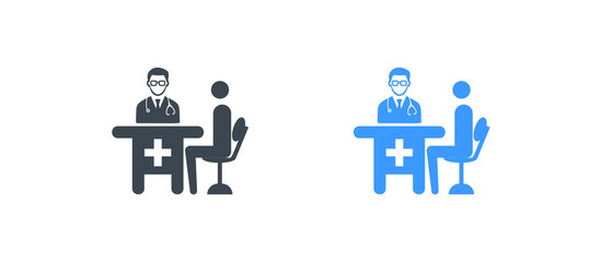 Doctor and patient consultation icon - Vector glyph illustration