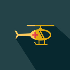 Medical Emergency Helicopter Support icon - Flat vector sign