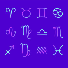 EPS 10 vector. Design of 12 zodiac signs. Astrology set.