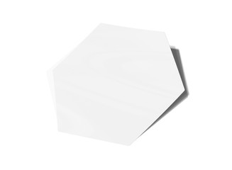 Hexagonal shaped sticker mockup isolated on white 3D rendering