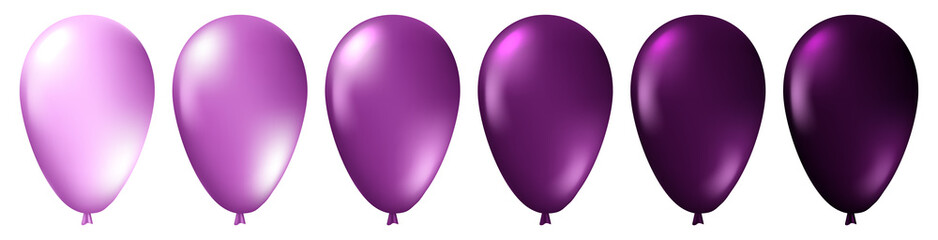 Set of realistic monochrome isolated purple balloons. Template for a business card, banner, poster, notebook, invitation