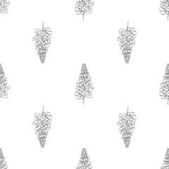 Seamless pattern. Plant in blossom, branch with flower ink sketch. Template for a business card, banner, poster, notebook, invitation, color book