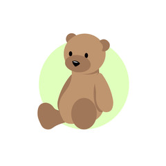Vector illustration of a brown teddy bear on a green background. Easy to recolour, with removable background. Perfect for children's t-shirts, birthday invitations and kid's parties.
