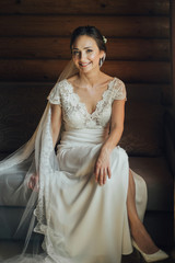 Beautiful bride  posing , wedding preparation. 
