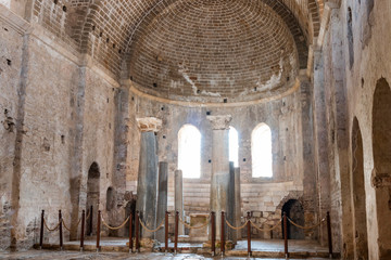 Demre, Turkey - September 24 , 2018: The main nave of medieval St Nicholas Church. Santa Claus House. 