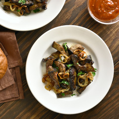 Fried beef liver with onion