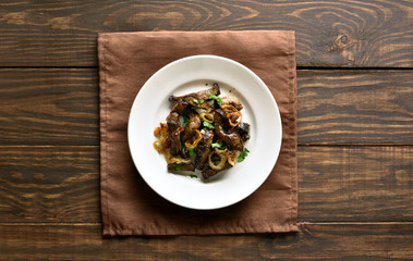 Fried beef liver with onion