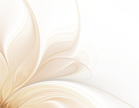 Fototapeta Abstract white background with petals of fractal flower