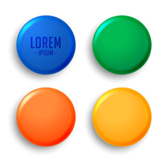 four empty magnet badges set
