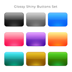 shiny glossy empty buttons set