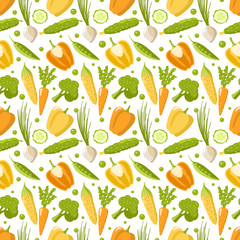 Healthy Food Pattern on white background