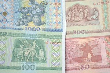 Banknotes Belarusian rubles, background
