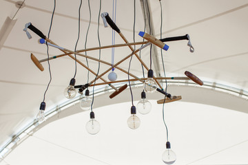 Designer chandelier made of Polo sticks