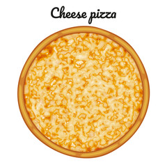 Cheese pizza. Object for packaging, advertisements, menu. Isolated on white. Vector illustration. Cartoon.