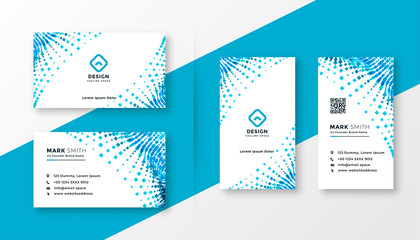 abstract blue halftone business card design set