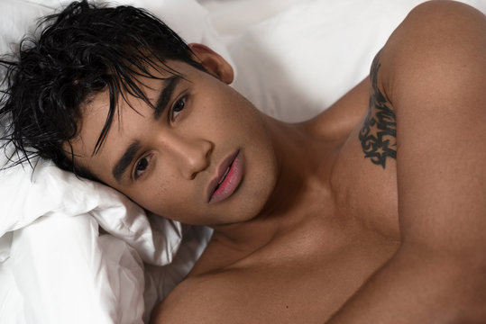 Fashion portrait of Naked Young Muscular Man