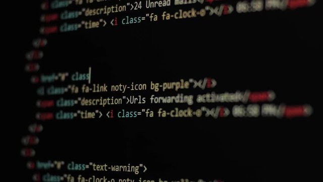 HTML Web Page Code Scrolling Programming code abstract technology background for software developer and Computer script concept