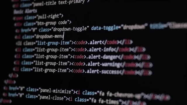 HTML Web Page Code Scrolling Programming code abstract technology background for software developer and Computer script concept