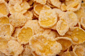 Healthy breakfast. Cornflakes in a blue bowl