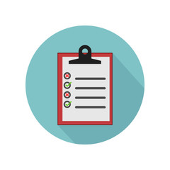Flat illustration of clipboard with checklist icon for web