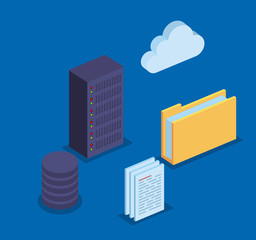 hard storage tower server with cloud data and documents