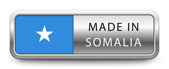 MADE IN SOMALIA metallic badge with national flag isolated on white background