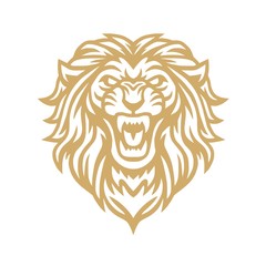Roaring Lion Gold Logo Mascot Vector