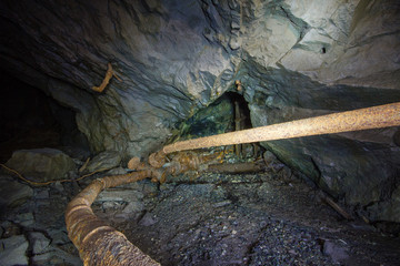 Underground mineshaft gold iron ore tunnel