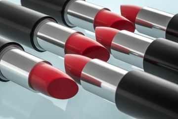 Lipstick with light color background, product photography, 3d rendering.