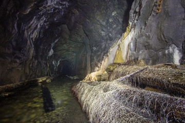 Underground mineshaft gold iron ore tunnel