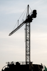 Isolated crane with the cloudy background