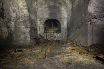 Fototapeta na wymiar Underground mineshaft gold iron ore tunnel