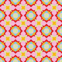 Seamless pattern with ordered arrangement of abstract geometric shapes. Colorful illustration.