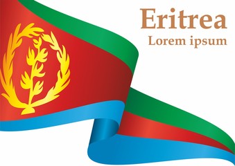 Fototapeta premium Flag of Eritrea, State of Eritrea, is a country in the Horn of Africa. Template for award design, an official document with the flag of Eritrea. Bright, colorful vector illustration.