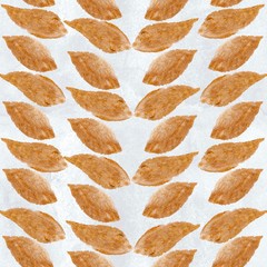 Seamless abstract colorful watercolor pattern with golden paint brush, line, strokes, stripes. Hand drawing background