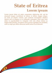 Flag of Eritrea, State of Eritrea, is a country in the Horn of Africa. Template for award design, an official document with the flag of Eritrea. Bright, colorful vector illustration.