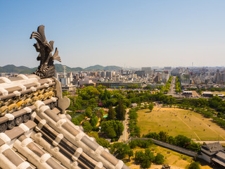 Vista di Himeji dal castello