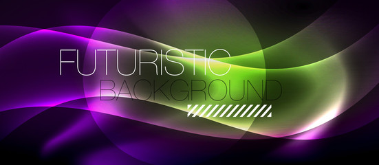 Glossy glowing neon light wave background