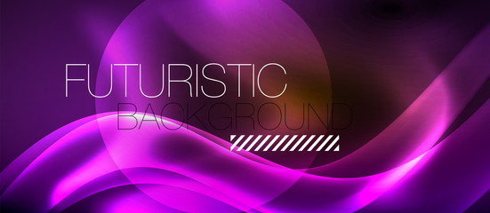 Neon color wave lines abstract background, magic techno futuristic light